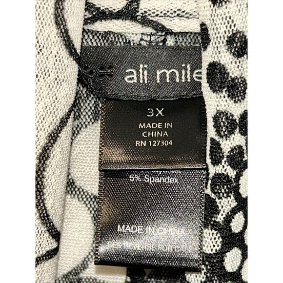 Ali Miles Cardigan Womens Plus 3X Black White Sheer Mesh Sweater Lightweight - Picture 5 of 13